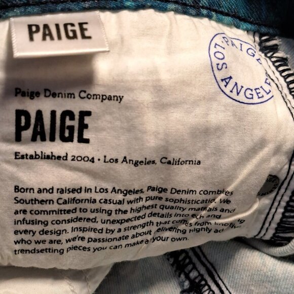 Paige Skyline Ankle Peg Women's Green Floral Watercolor Ankle Jeans Size 30 - Picture 6 of 7